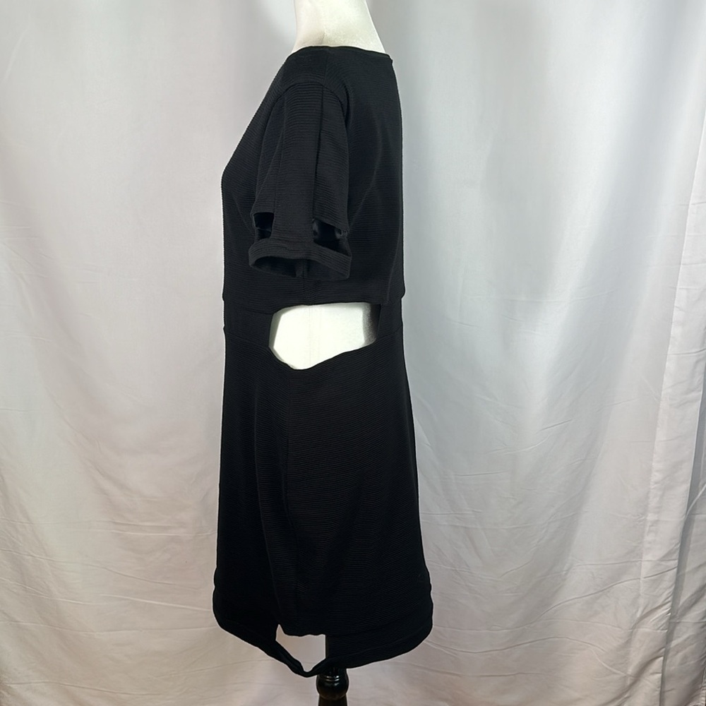 ASOS Black Hip & Thigh Cutout Ribbed Dress Size 14 - Picture 3 of 12